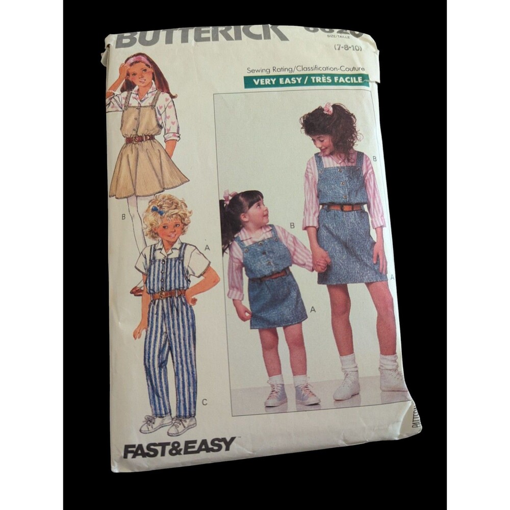Butterick Sewing Pattern 6620 Girls Jumper Overalls Jumpsuit Shirt Sizes 7 8 10